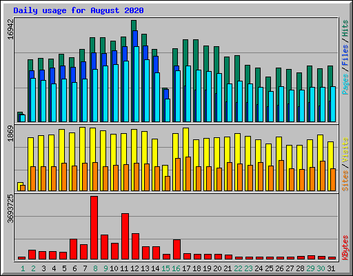 Daily usage for August 2020