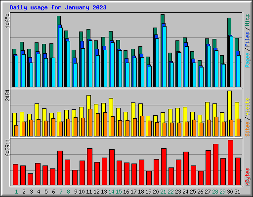 Daily usage for January 2023