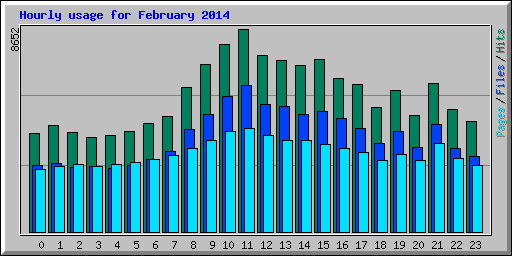 Hourly usage for February 2014