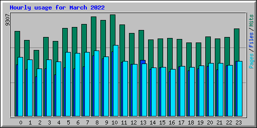 Hourly usage for March 2022