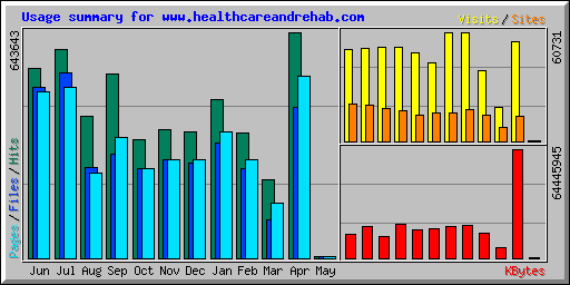 Usage summary for www.healthcareandrehab.com